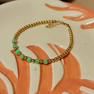 GREEN and GOLD beaded HAZEL bracelet